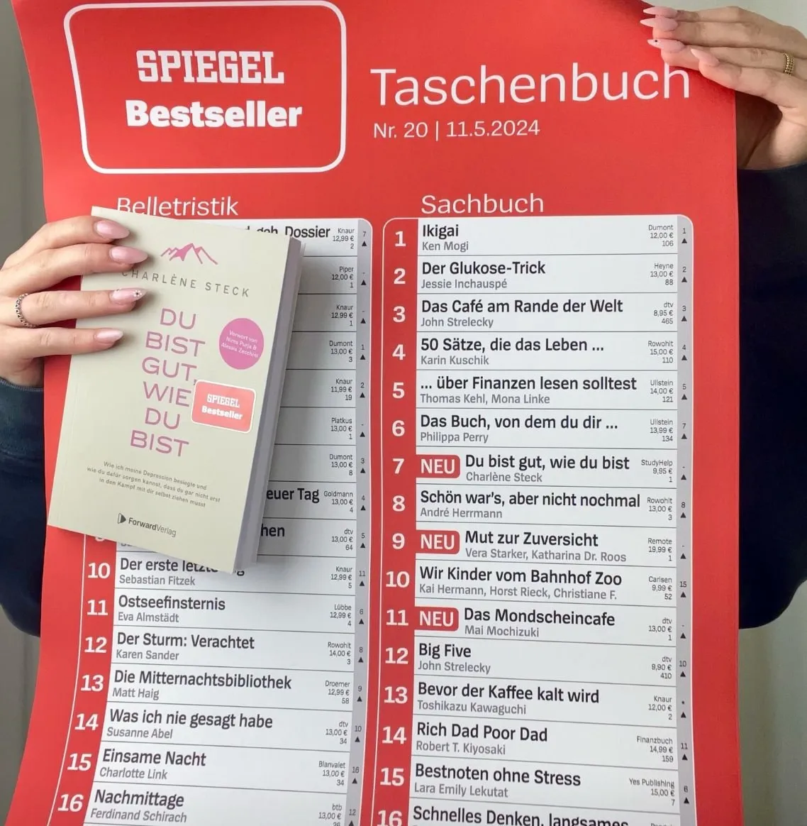 SPIEGEL-Bestsellerliste Taschenbuch mit dem Titel „Du bist gut, wie du bist“ von Charlène Steck